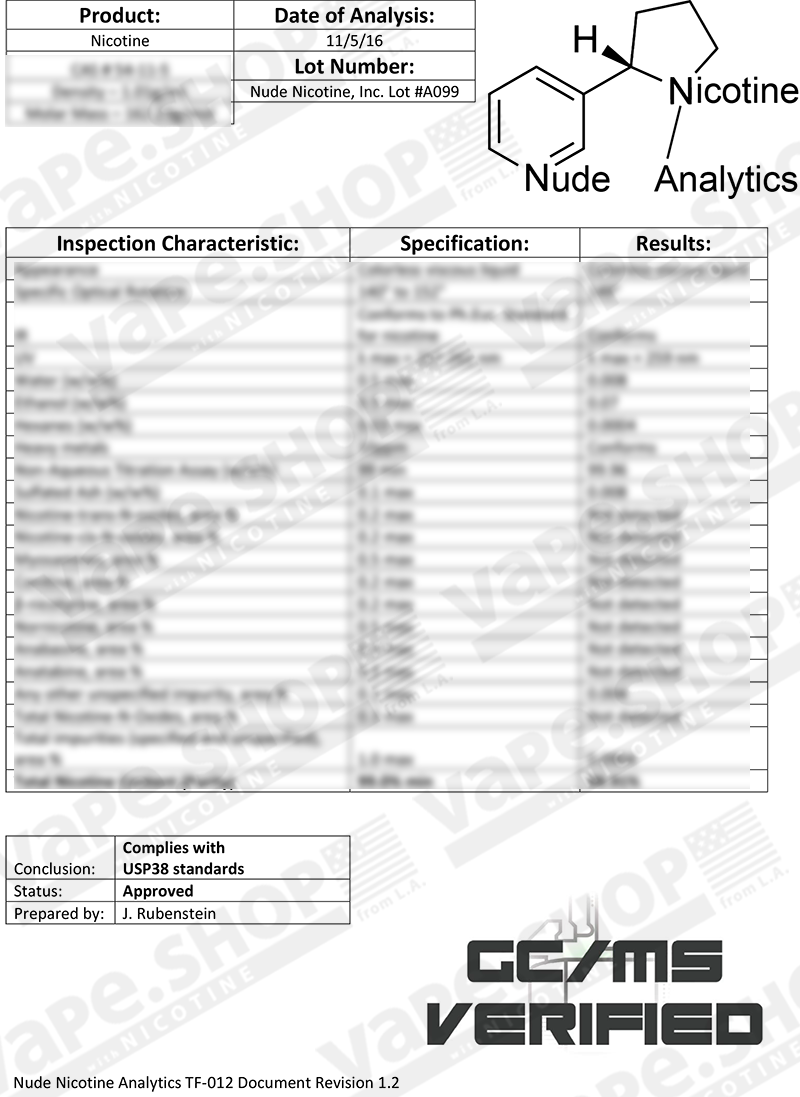 Nonflavornicotineの安全データシート（Safety Data Sheet）