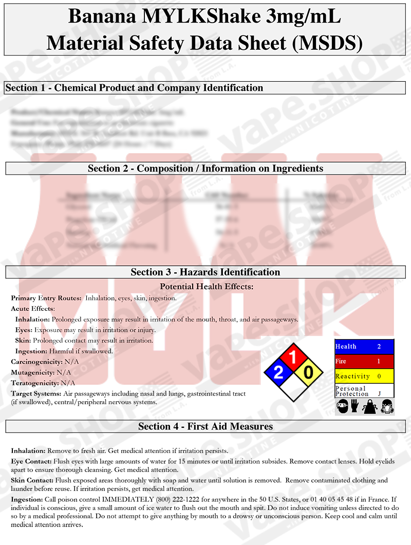 MYLKの安全データシート（Safety Data Sheet）